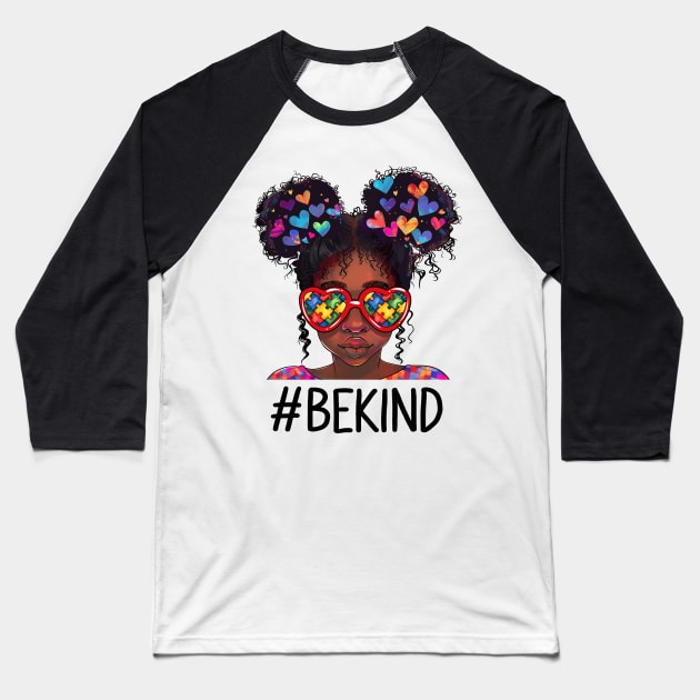 Be Kind Messy Bun Black Girls Baseball T-Shirt by antrazdixonlda